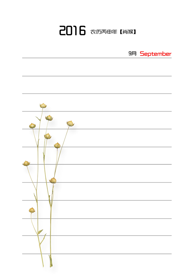 2016年台历模板{T131.时尚竖款反面1}样片十